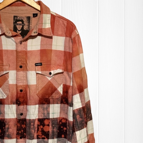 MATIX Custom Hand Distressed Bleached Upcycled Flannel Shirt - Picture 4 of 10